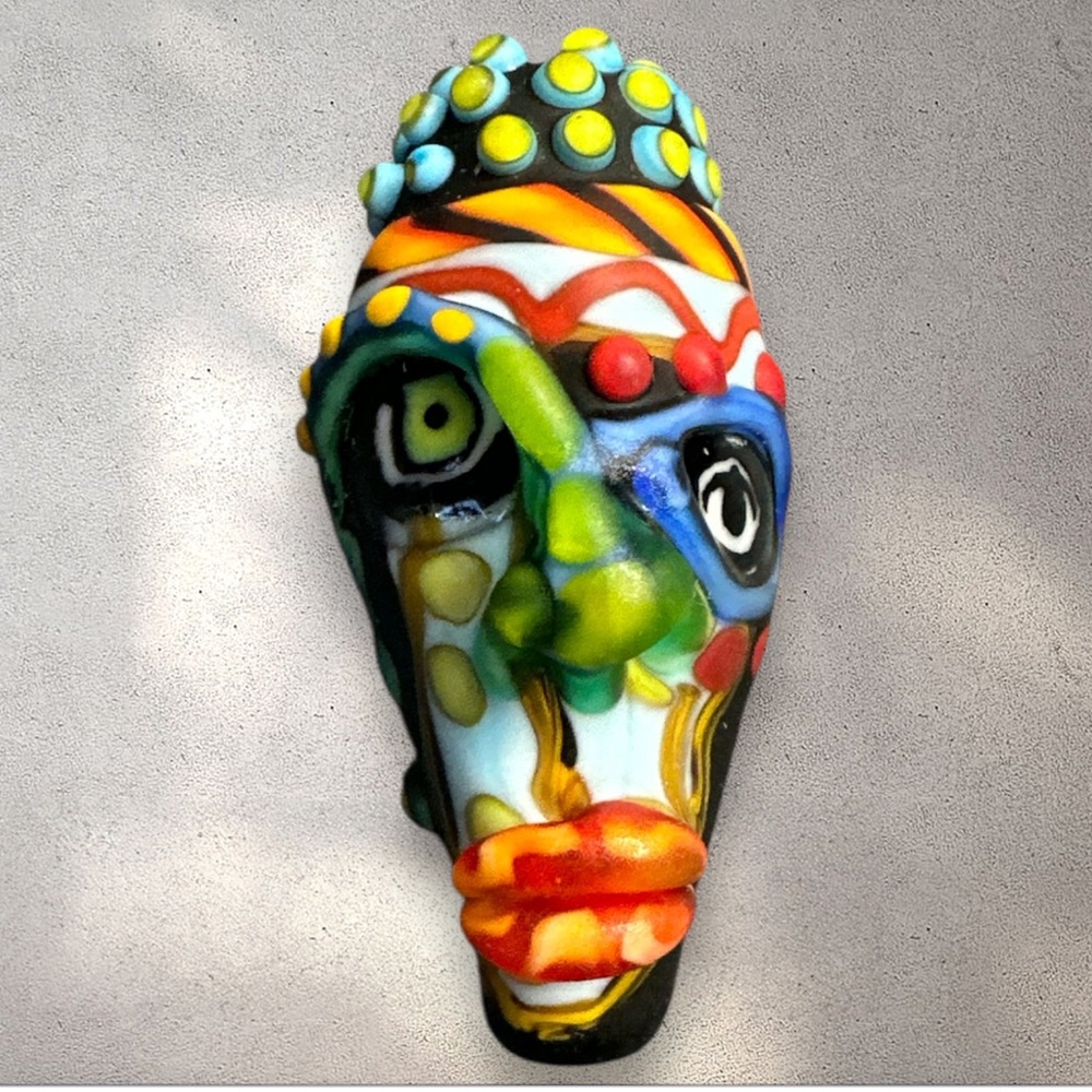 Cathy Lybarger aardvark Art lamp work glass Face bead 45mm